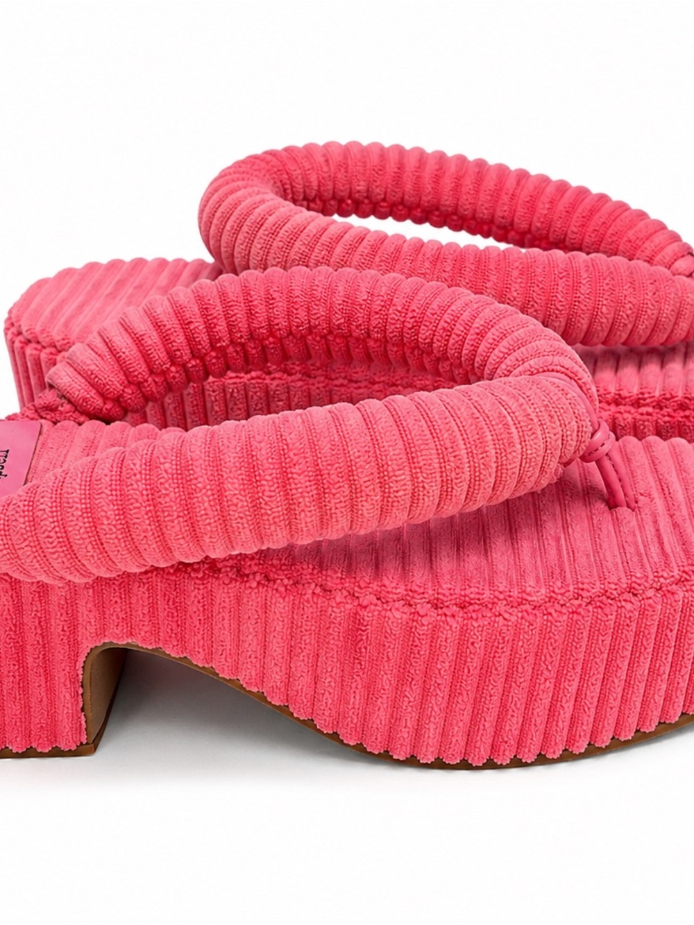 Jeffery Campbell Pink Platform Thong Sandals |Barbiecore Ripped Corduroy Slides - Picture 2 of 8